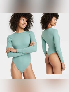 Auden Luxury Collection 4-Way Stretch Long-Sleeve Bodysuit, Size L, NWT!